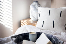 Load image into Gallery viewer, White Hand Printed African Mudcloth Square Cushion Pattern Pillow Cover