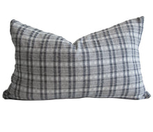 Load image into Gallery viewer, Inky Blue Black Gingham Hmong Cushion Cover, Modern Farmhouse Pillow Cover, Neutral Cotton Linen Cushion | INK