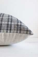 Load image into Gallery viewer, Inky Blue Black Gingham Hmong Cushion Cover, Modern Farmhouse Pillow Cover, Neutral Cotton Linen Cushion | INK