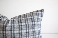 Load image into Gallery viewer, Inky Blue Black Gingham Hmong Cushion Cover, Modern Farmhouse Pillow Cover, Neutral Cotton Linen Cushion | INK