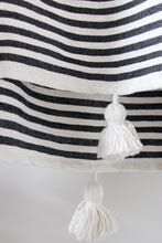 Load image into Gallery viewer, Black Stripe Pom Pom Blanket
